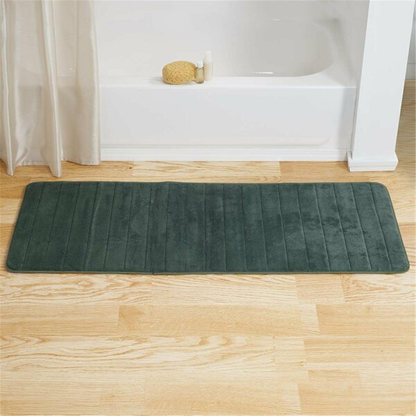 Daphnes Dinnette 60 x 24.25 x 0.62 in. Memory Foam Striped Extra Long Bath Mat - Green DA3297221